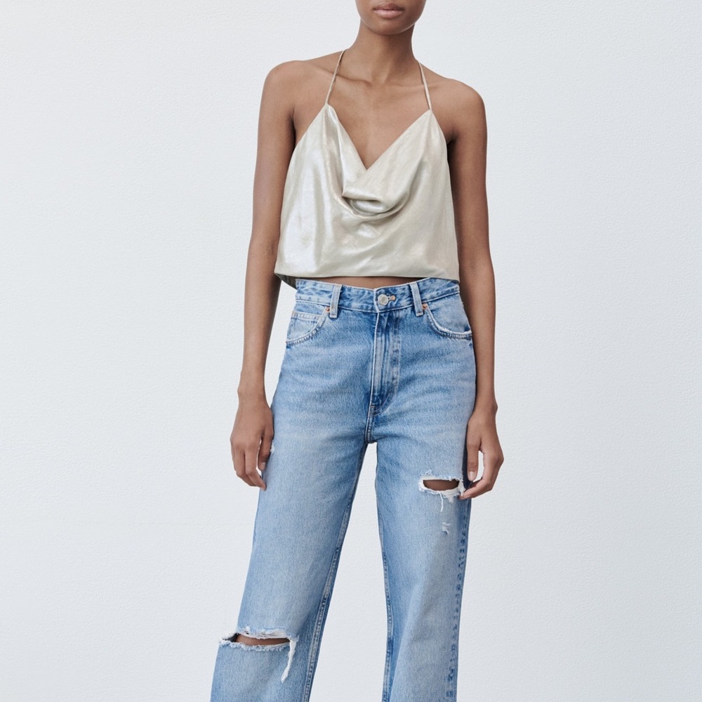NWT ZARA Cowl Neck Top - Picture 1 of 8